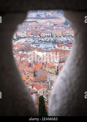 Vue depuis le clocher de Rovinj, Croatie Banque D'Images