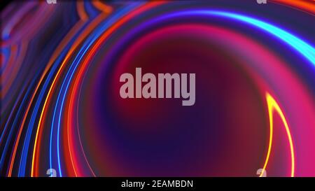 Texture ondulée en spirale avec éclairage au néon, générée par ordinateur. Rendu 3D de l'arrière-plan du plasma Banque D'Images