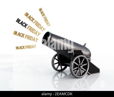 Texte de tournage du canon de cirque Vendredi noir, illustration 3d Banque D'Images