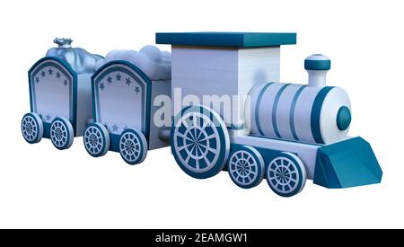 3D Rendering Wooden train on White Banque D'Images