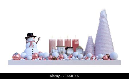 Décoration de Noël en 3D sur blanc Banque D'Images