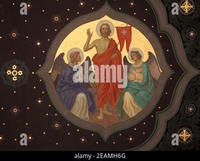 La résurrection du Christ, fresque dans l'église paroissiale de Saint Pierre et Paul à Oberstaufen, Allemagne Banque D'Images