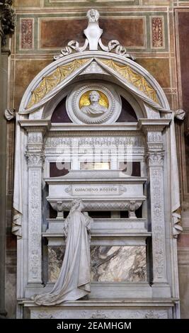 Tombeau de Gioachino Rossini, monument funéraire, Basilique de Santa Croce (Basilique de la Sainte Croix) à Florence, Italie Banque D'Images