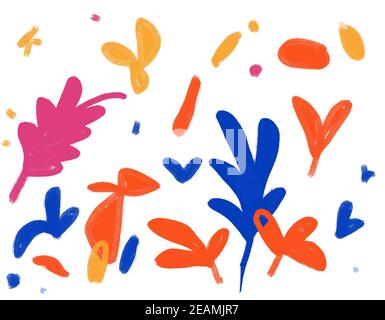 Seamless Abstract leaf and plant minimalist. Cut out painting flower. Henry Matisse style. Modern and Trendy art. Banque D'Images