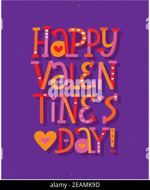 Carte de vœux amusante de Saint-Valentin avec lettres de couleurs Illustration de Vecteur