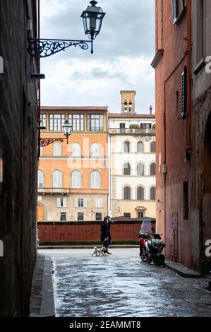 Florence, Italie - 2021, janvier 31 : une vue sur la ville. Palazzo Gianfigliazzi Bonaparte sur Lungarno Corsini en arrière-plan. Banque D'Images