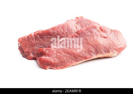Tranches de steak de striploine cru. Banque D'Images