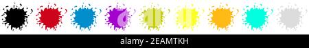 Collection de 9 blobs - noir rouge bleu violet vert jaune orange turquoise gris Banque D'Images