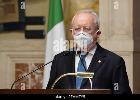 Rome, Italie. 10 février 2021. Crise gouvernementale consultations de Draghi avec les partenaires sociaux pour la formation du nouveau gouvernement dans la photo MAURIZIO CASASCO usage éditorial seulement crédit: Agence de photo indépendante / Alamy Live News Banque D'Images