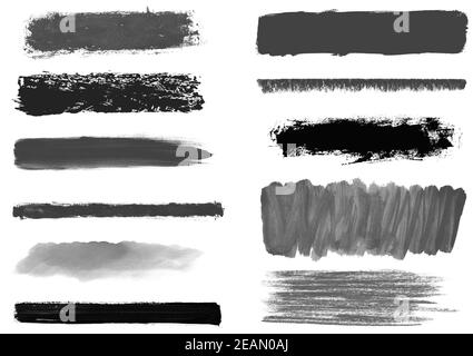 Collection de pinceaux et de crayons de couleur grise et noire Banque D'Images