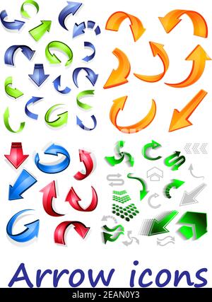 Icônes de flèche de style brillant, adapté pour Internet, Web et logo d'information Illustration de Vecteur
