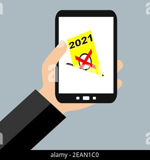 Élection en ligne en 2021 avec smartphone Banque D'Images