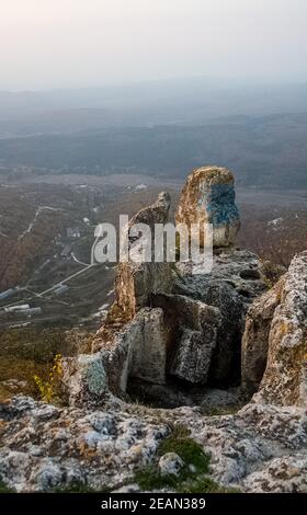 Rochers en Crimée. Les rochers de la Crimée. La production de sédiments calcaires Banque D'Images