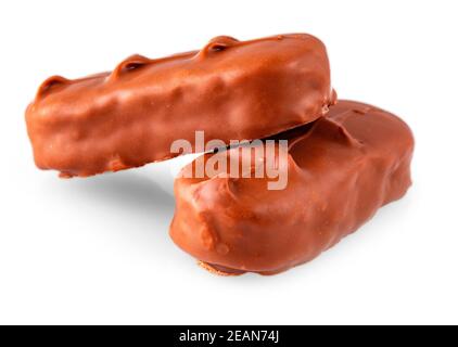 Barres de chocolat isolé sur fond blanc Banque D'Images