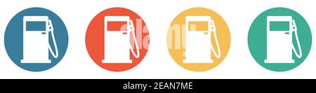 Bannière colorée avec 4 boutons : station-service, carburant ou essence Banque D'Images