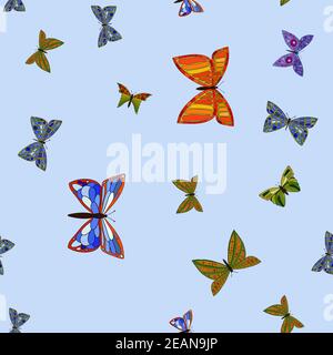 motif abstrait coloré papillons en forme de coolé sans couture Banque D'Images