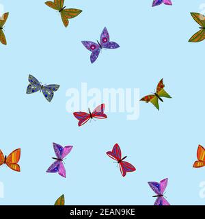 motif abstrait coloré papillons en forme de coolé sans couture Banque D'Images