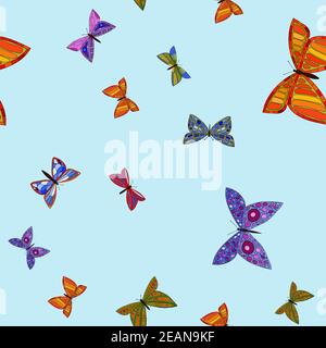 motif abstrait coloré papillons en forme de coolé sans couture Banque D'Images