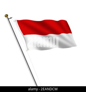 Indonésie Flagpole 3d illustration sur blanc avec masque Banque D'Images