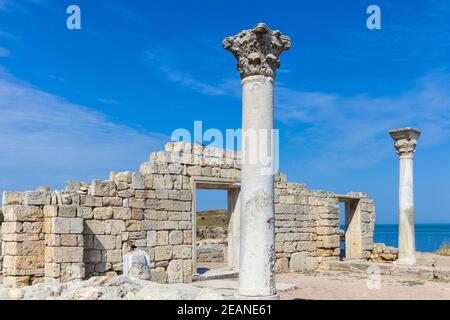 Ruines de l'ancienne ville de Khersoness, théâtre antique, Sébastopol, Crimée, Ukraine, Europe Banque D'Images