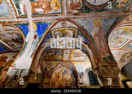 Crypte colorée des fresques, site classé au patrimoine mondial de l'UNESCO, Aquileia, Udine, Friuli-Venezia Giulia, Italie, Europe Banque D'Images