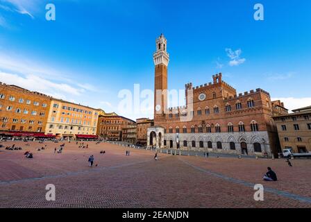 Piazza del Campo, place principale de Sienne, site classé au patrimoine mondial de l'UNESCO, Toscane, Italie, Europe Banque D'Images