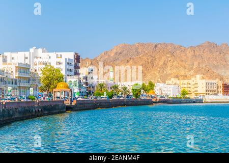 Vue sur la côte du quartier de Muttrah à Muscat, Oman. Banque D'Images