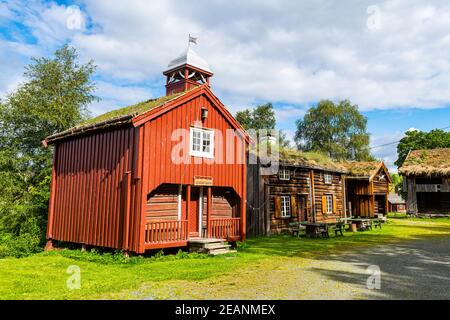 Maison historique, la ferme médiévale Stiklastadir, Stiklestad, Trondelag, Norvège, Scandinavie, Europe Banque D'Images