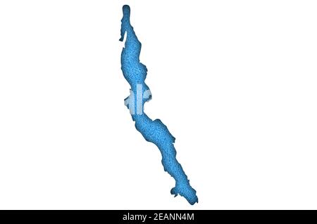 Carte Lac Tanganyika sur feutre bleu Banque D'Images