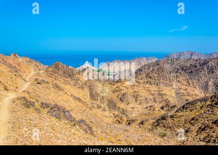 Nature en Oman entourant le célèbre sentier de randonnée c38 à Muttrah, Muscat, Oman. Banque D'Images