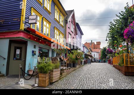 Maisons colorées à Fargegaten, Stavanger, Rogaland, Norvège, Scandinavie, Europe Banque D'Images