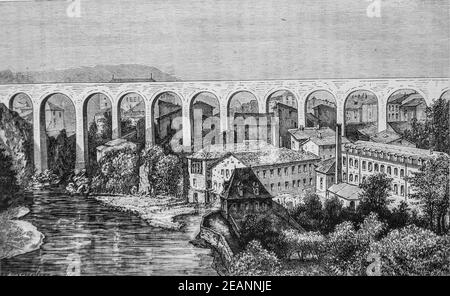 canal de la bourne,pont acqueduc de saint nazaire en royan, album agenda industriel,1882,éditeur imprimerie tolmer Banque D'Images