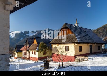 Village de Vlkolinec site de l'UNESCO à Velka Fatra, Slovaquie Banque D'Images