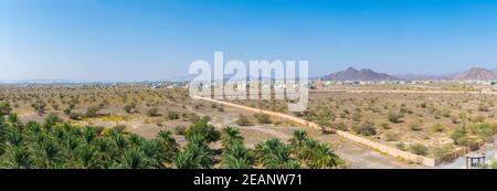 Paysage du pays d'Oman au château de Jabrin à ad Dahiliyah, Oman Banque D'Images