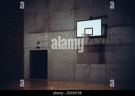 panier de basket-ball dans une salle de gym moderne Banque D'Images