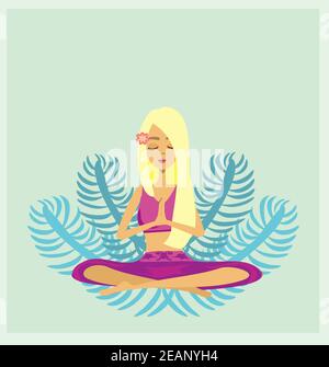 Yoga fille en position lotus - carte abstraite Banque D'Images
