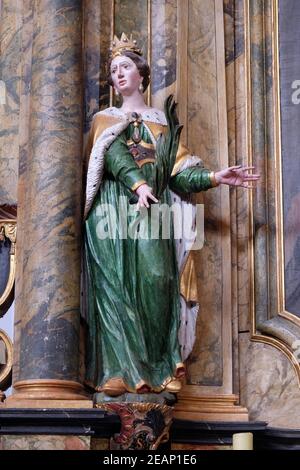 Statue de Saint Joanna sur l'autel de l'église de Saint Léonard de Noblac Kotari en Croatie, Banque D'Images