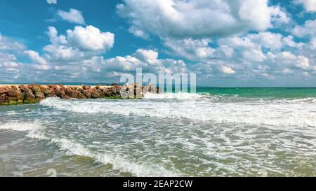 Très belle vue mer à partir de Pomorie, Bulgarie. Banque D'Images