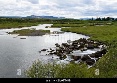 Site de Thingvellir, célèbre monument islandais. Cercle d'or Banque D'Images
