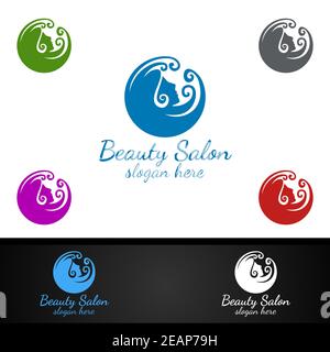 Logo de mode salon pour le styliste de Beauté, les cosmétiques ou la Boutique Banque D'Images