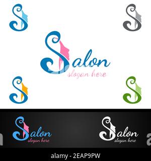 Logo de mode salon pour le styliste de Beauté, les cosmétiques ou la Boutique Banque D'Images