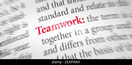 Definition of the word Teamwork in a dictionary Stock Photo
