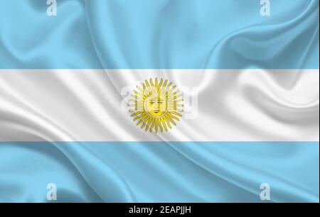 Drapeau de l'Argentine sur toile ondulée toile de fond panorama Banque D'Images