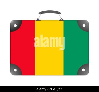 Drapeau de la Guinée sous forme de valise de voyage sur fond blanc Banque D'Images