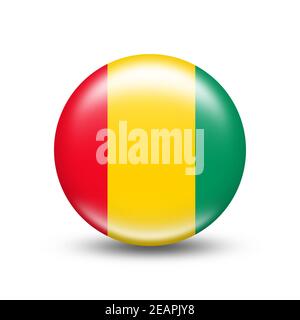 Drapeau de la Guinée dans une sphère à ombre blanche Banque D'Images