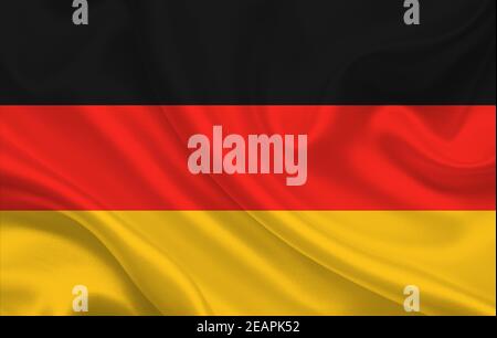 Drapeau de l'Allemagne pays sur toile ondulée toile de fond panorama Banque D'Images