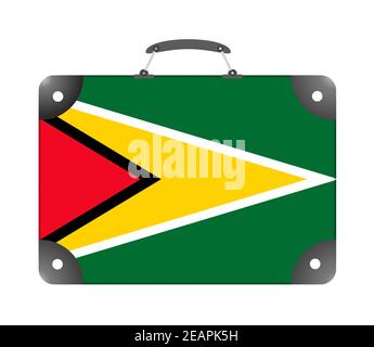 Drapeau du Guyana sous forme de valise de voyage sur fond blanc Banque D'Images