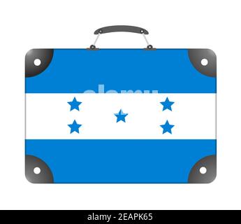 Drapeau du Honduras sous forme de valise de voyage sur fond blanc Banque D'Images