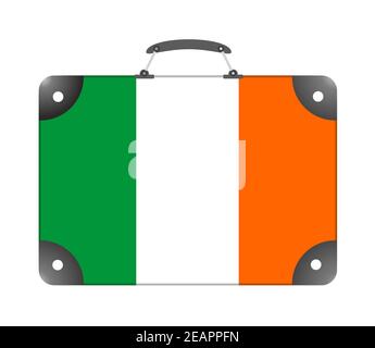 Drapeau du pays d'Irlande sous la forme de une valise de voyage sur fond blanc Banque D'Images