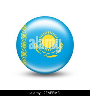 Drapeau du Kazakhstan dans une sphère à ombre blanche Banque D'Images